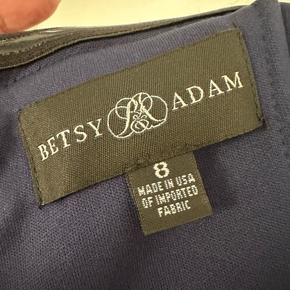 Betsy & Adam Navy Blue Off-Shoulder Ruffle Back Mermaid Gown - Picture 6 of 8